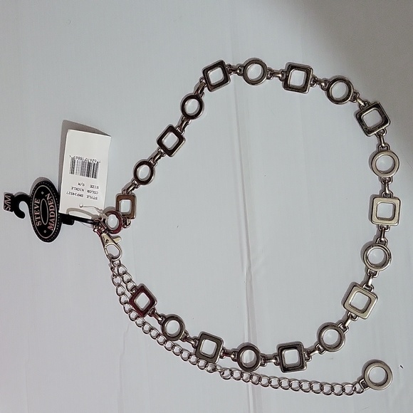 Steve Madden Square and Circle Silver Chain belt Size S/M - Picture 3 of 4